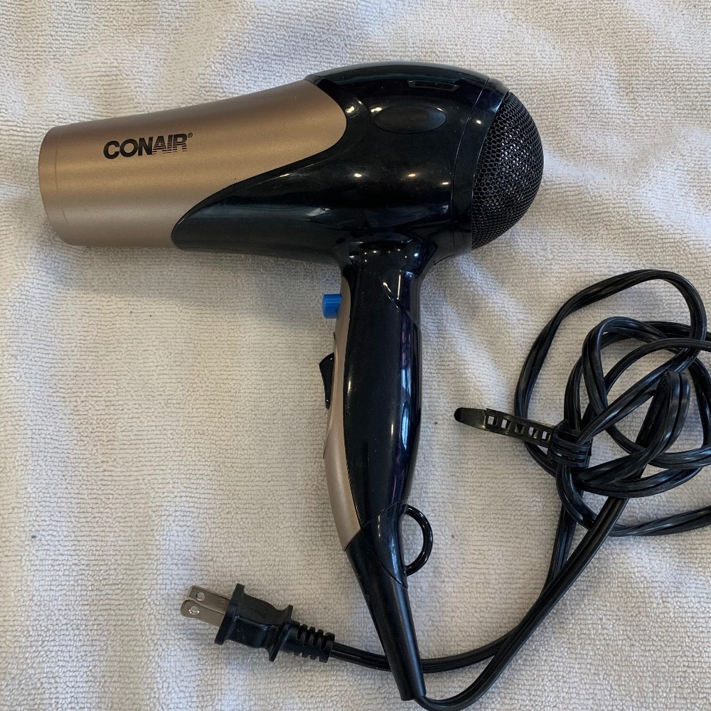 Conair Hair Dryer Dual Heat Speed Blow Dryer Black Gold Compact